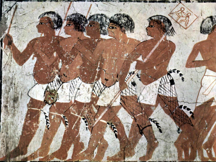 Фреска древнеегипетские воины